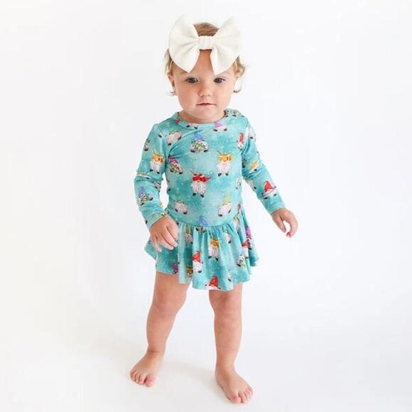 Posh Peanut 3-6 Months Gnomey Long Sleeve Twirl Skirt Bodysuit - Picture 6 of 6